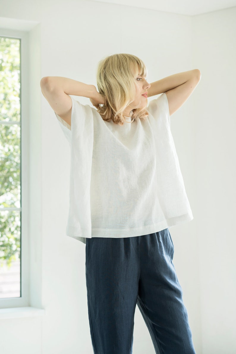 Basic linen blouse VERONA / square linen top / linen top / available in various colors / women's clothing image 3