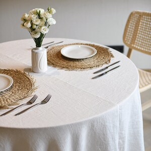 Round linen tablecloth / Washed and softened tablecloth / Natural OEKO-TEX certified linen / Circle tablecloth / Multiple colors available image 6