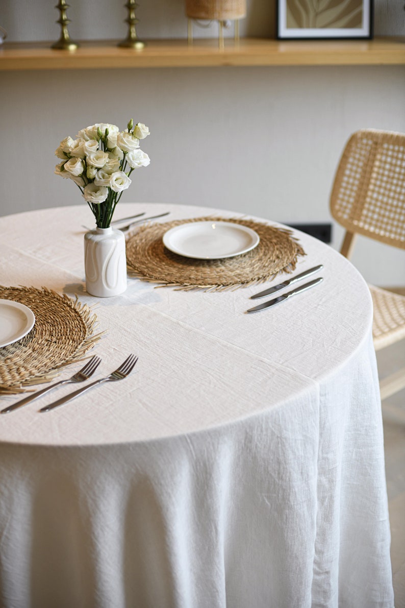 Round linen tablecloth / Washed and softened tablecloth / Natural OEKO-TEX certified linen / Circle tablecloth / Multiple colors available image 6