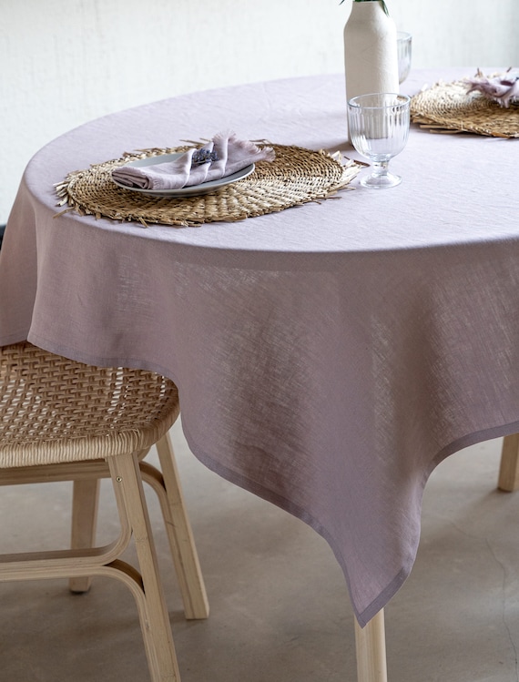 Eckige Tischdecke für eckigen oder runden Tisch / Große Tischdecke aus natursteingewaschenem Leinen / Rustikale Tischdecke im Restaurant