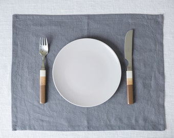 Washed linen placemats / Custom dining placemats / Set of 2, 4, 6, 8, 10 table linen placemats / Handmade placemats