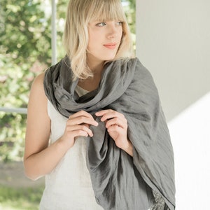 Long Scarf / Natural Linen Scarf / Women Scarf / Man Scarf / 100% Linen Scarve / Gifts Idea / Pure Linen image 4