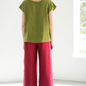 Linen culottes REIMS / Soft linen pants / Washed linen pants / With elastic waistband / Linen trousers / Wide linen pants image 2