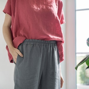 Tapered washed linen pants RONDA / Linen trousers / Classic linen pants / Washed linen pants / Loose pants image 3