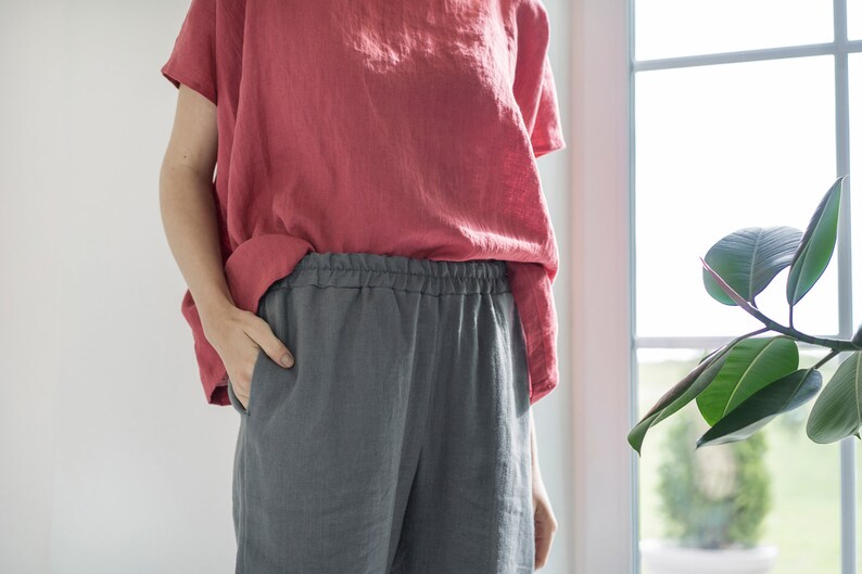 Tapered washed linen pants RONDA / Linen trousers / Classic linen pants / Washed linen pants / Loose pants image 3