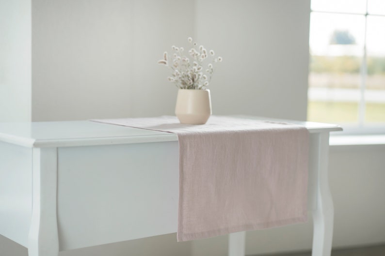 Long natural linen table runner / Linen table runner / Various colors available / Table linens / Table decor / Custom table runner image 2