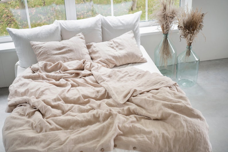 Linen duvet cover 2 pillowcases / Linen bedding set / King duvet size / Bedding set queen / OEKO-TEX® linen 画像 5