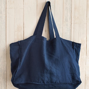 LARGE natural linen tote bag / Linen shopping bag / Large tote bag / Market bag / Beach bag / Linen bag / Bag with pocket inside / Eco bag