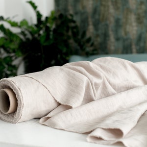 Softened linen fabric by yard / Linen fabric by meter / 100% natural linen / Various colors /  OEKO-TEX® linen / Beige linen fabric
