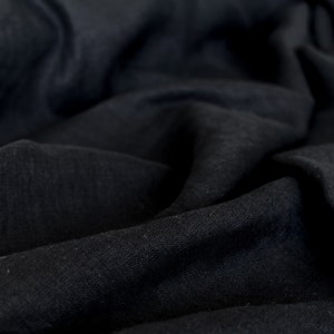 Natural black linen fabric / Available in 21 colors / Organic linen fabric image 2