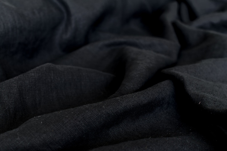 Natural black linen fabric / Available in 21 colors / Organic linen fabric image 2