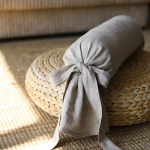 Bolster cover with ties / OEKO-TEX certified natural washed linen / Bolster cushion slipcover / Available in various colors and sizes image 2