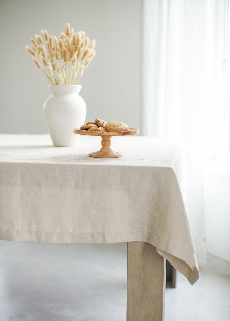 Natural linen tablecloth / Handmade linen tablecloth / Natural linen / Linen tablecloths / OEKO-TEX® linen / Farmhouse table decor image 1