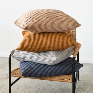 Waffle linen&cotton pillowcases set of 2 / Decorative pillowcase / Natural washed linen / Linen throw cushion covers  / SEASONAL SALE