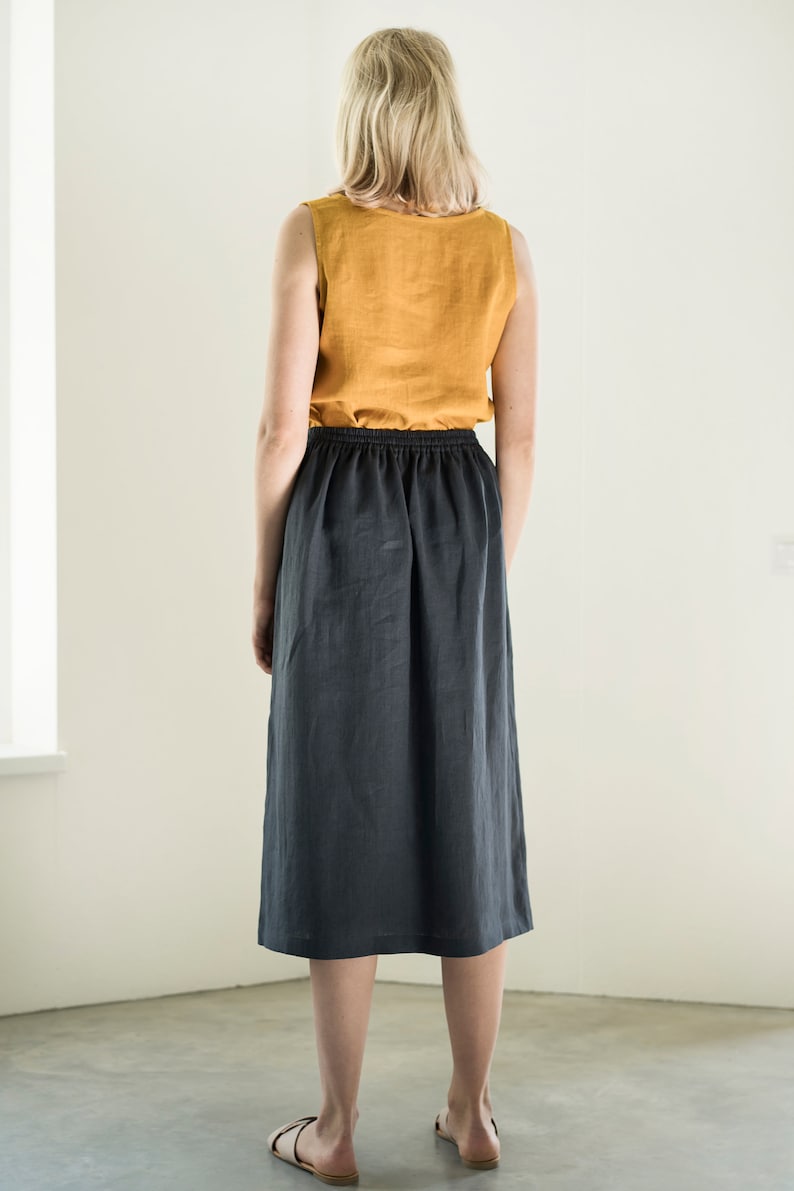Linen blouse ORIJA / In round neck / Swing linen tank top / Linen tank top / Linen top / Simple linen top image 4