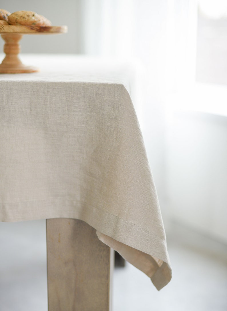 Natural linen tablecloth / Handmade linen tablecloth / Natural linen / Linen tablecloths / OEKO-TEX® linen / Farmhouse table decor image 3