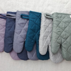 Linen Heat Insulating Kitchen Glove / Natural linen oven mitt / Cooking gloves / Grilling gloves / Mitts / Kitchen Gantlet / Mother&#39;s Day