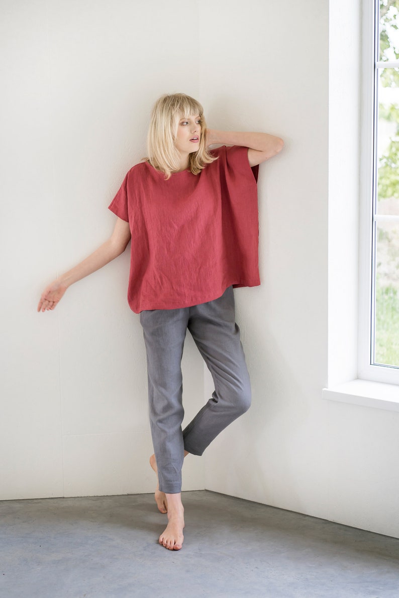 Square linen top VERONA / Square linen top / women's clothing / linen shirt / available in various colors / loose top image 1