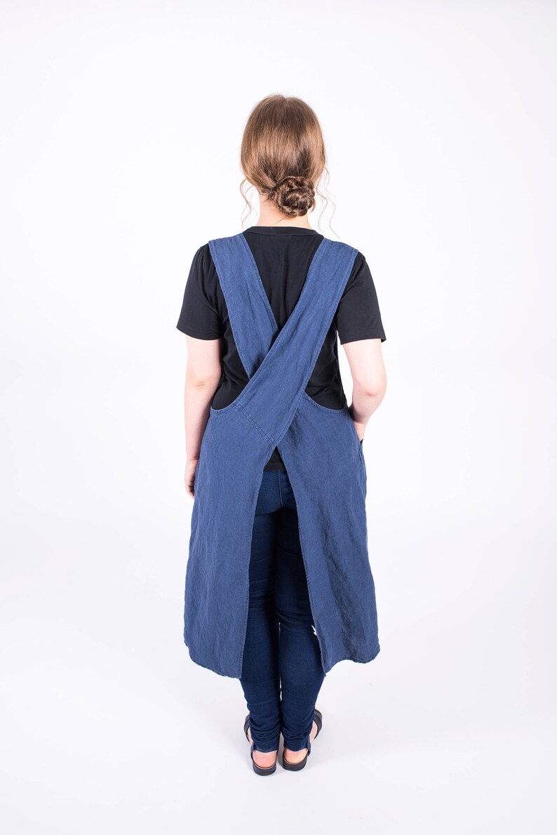 Cross Back Linen Apron / Japanese Style Apron / No Ties / Etsy