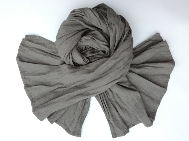 Long Scarf / Natural Linen Scarf / Women Scarf / Man Scarf / 100% Linen Scarve / Gifts Idea / Pure Linen image 1