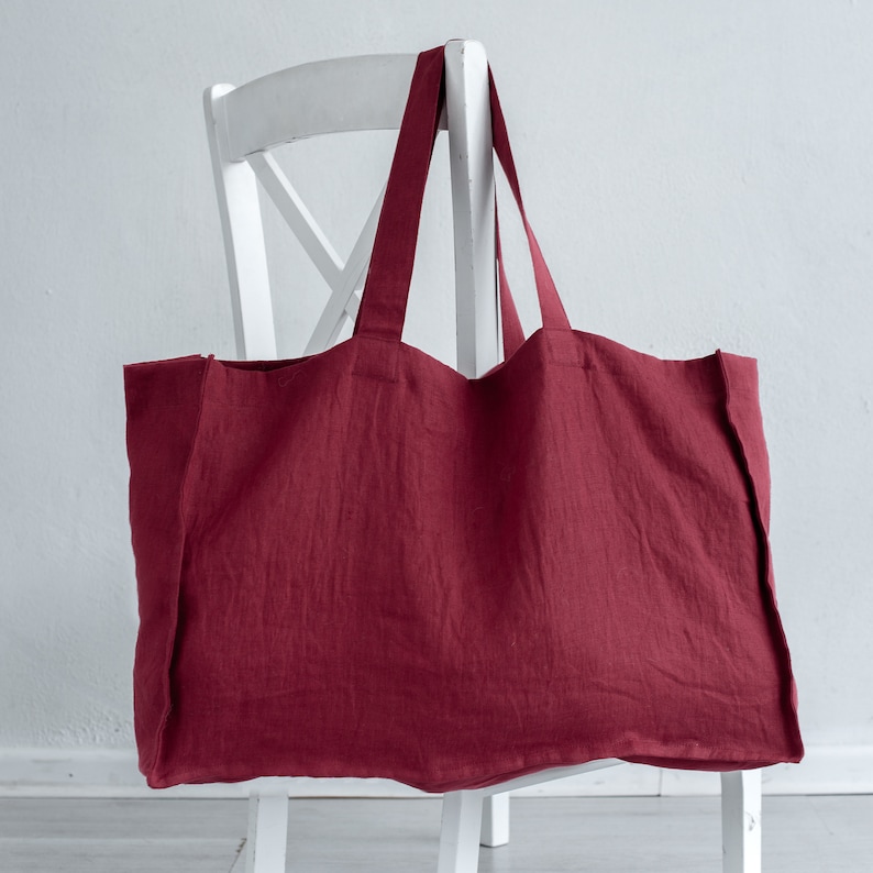 Large linen market bag Beach bag OEKO-TEX\u00ae linen Large tote bag Linen shopping bag Bag with pocket inside Eco bag Handbags