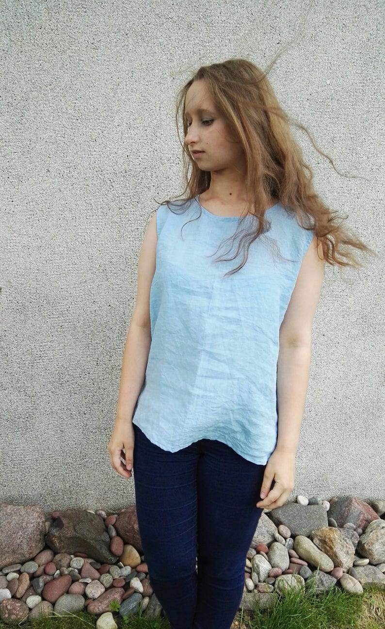 Basic linen top / 22 Colors / Linen tank top / Linen blouse / Linen top / Women's clothing / Linen summer clothes / Handmade image 4