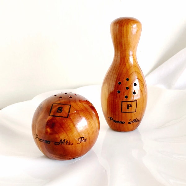 Bowling Pin and Ball Salt and Pepper Shakers Vintage