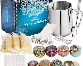 Kit práctico para hacer velas caseras: juego de herramientas para manualidades con velas, olla para verter, mechas y kit de cera.