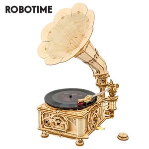 Robotime  DIY Hand Crank Classic Gramophone Wooden Puzzle