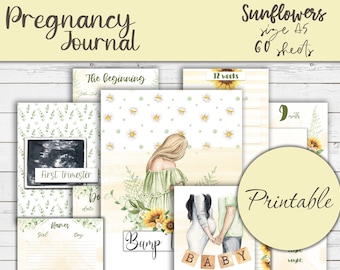 Afdrukbaar zwangerschapsdagboek, Digitale zwangerschapsplanner, Bump to baby, Instant download