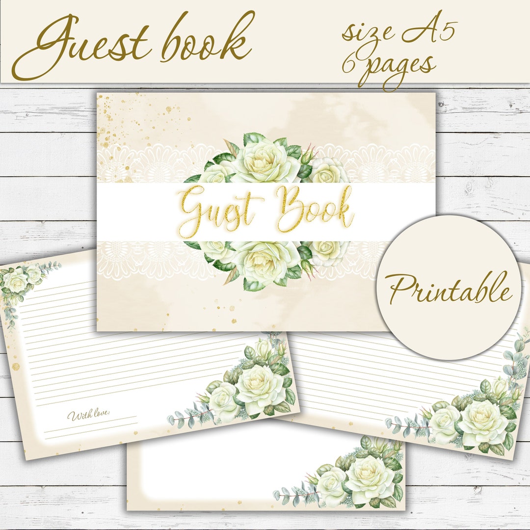 Printable Guest Memory Book Pages, Instant Download Etsy