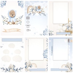 Printable Milestone Boho Teddy Bear Baby Book Without Text, Keepsake ...