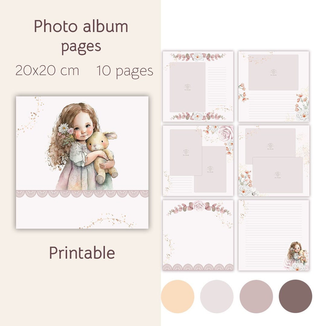 Digital Paper Pack, Record Memories Album Template, Printable Photo