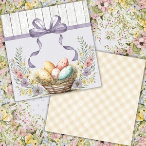 Easter Digital Paper Pack, Farm Bunny Printable Scrapbook Album, Eggs ...
