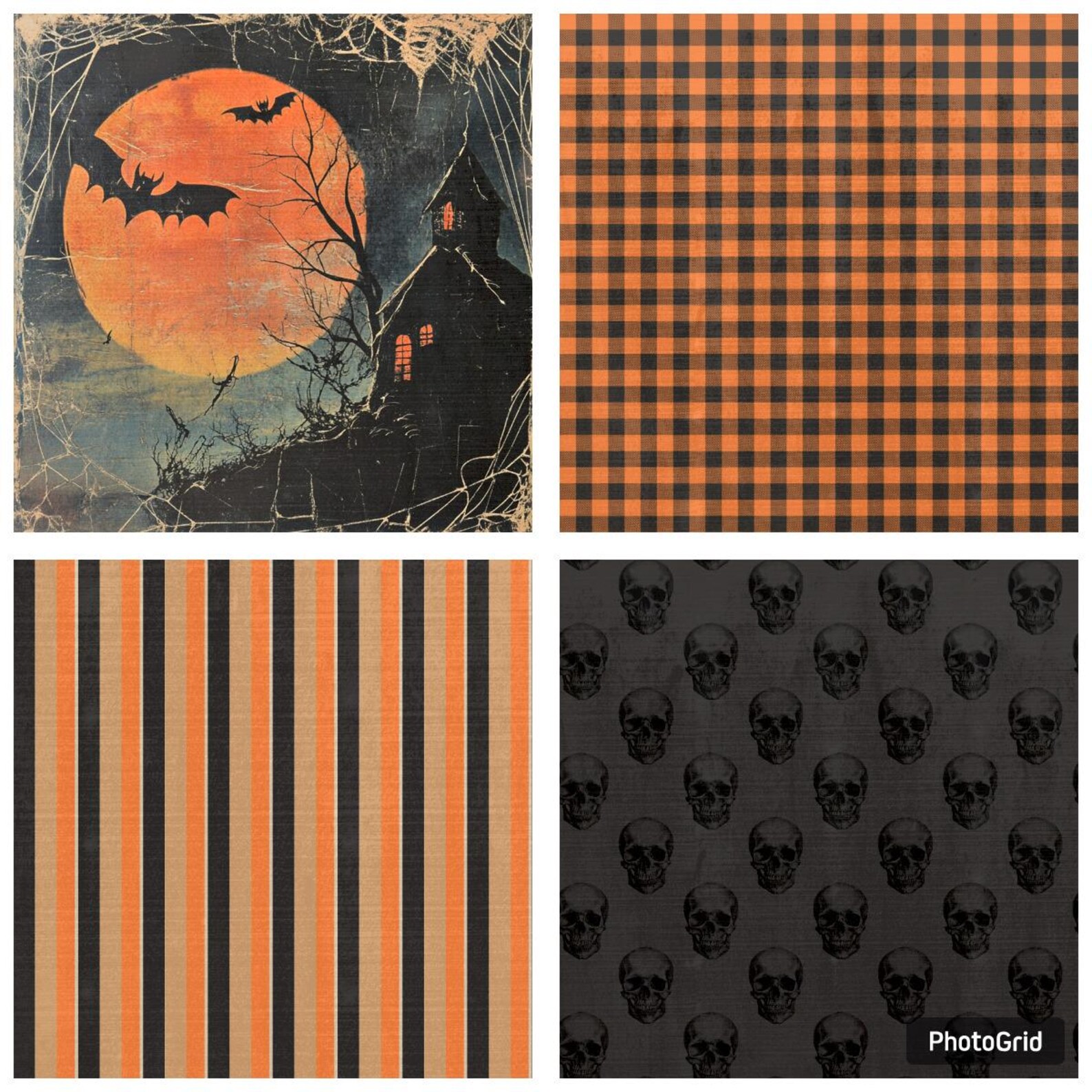 Vintage Halloween Digital Paper Pack, Orange, Black Spooky Pattern ...
