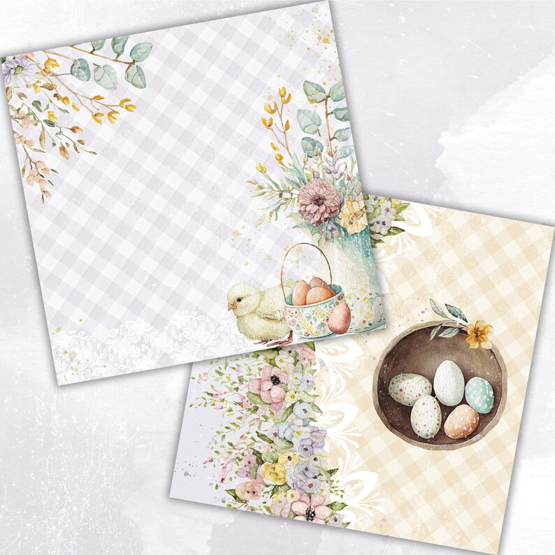 Easter Digital Paper Pack, Farm Bunny Printable Scrapbook Album, Eggs ...