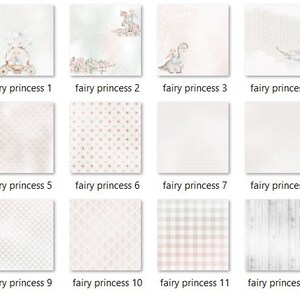 May include: Twelve digital paper designs featuring a variety of patterns in pink, white, and gray. The patterns include polka dots, stripes, gingham, and wood grain.