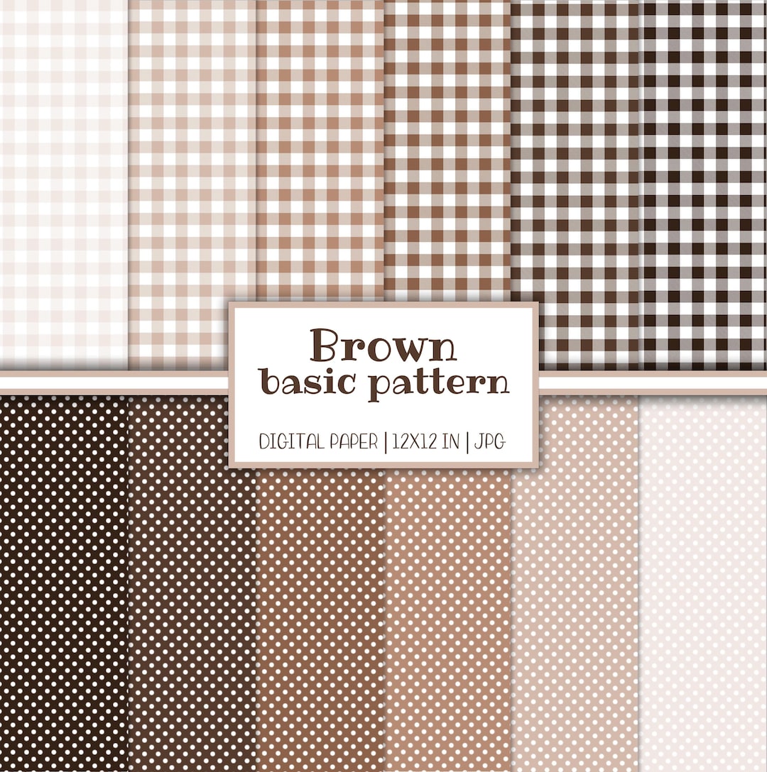 Gingham Digital Paper Pack, Boho Brown Background, Instant Download ...