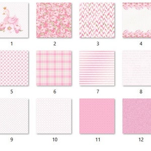 Pastel Pink Digital Paper Pack 12x12, Princess Swan Scrapbook Set ...