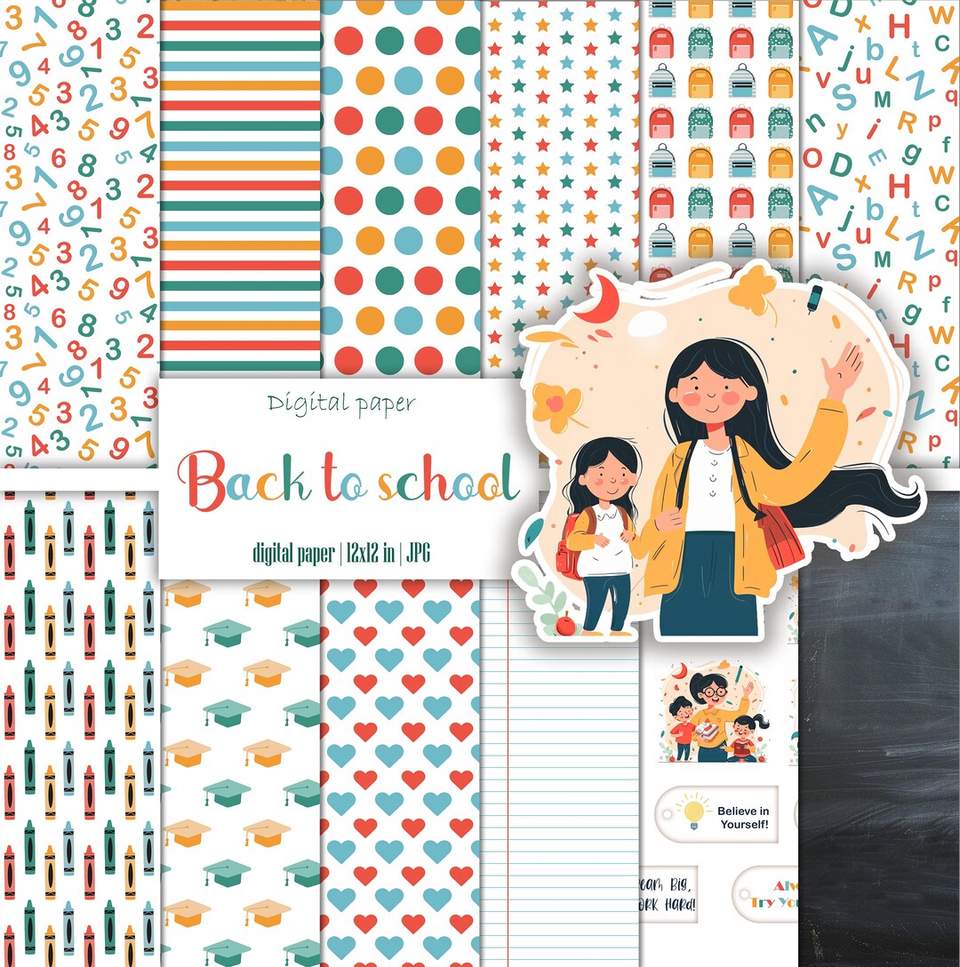 Back to School Digital Paper Pack, Teacher Printables, Junk Journal ...
