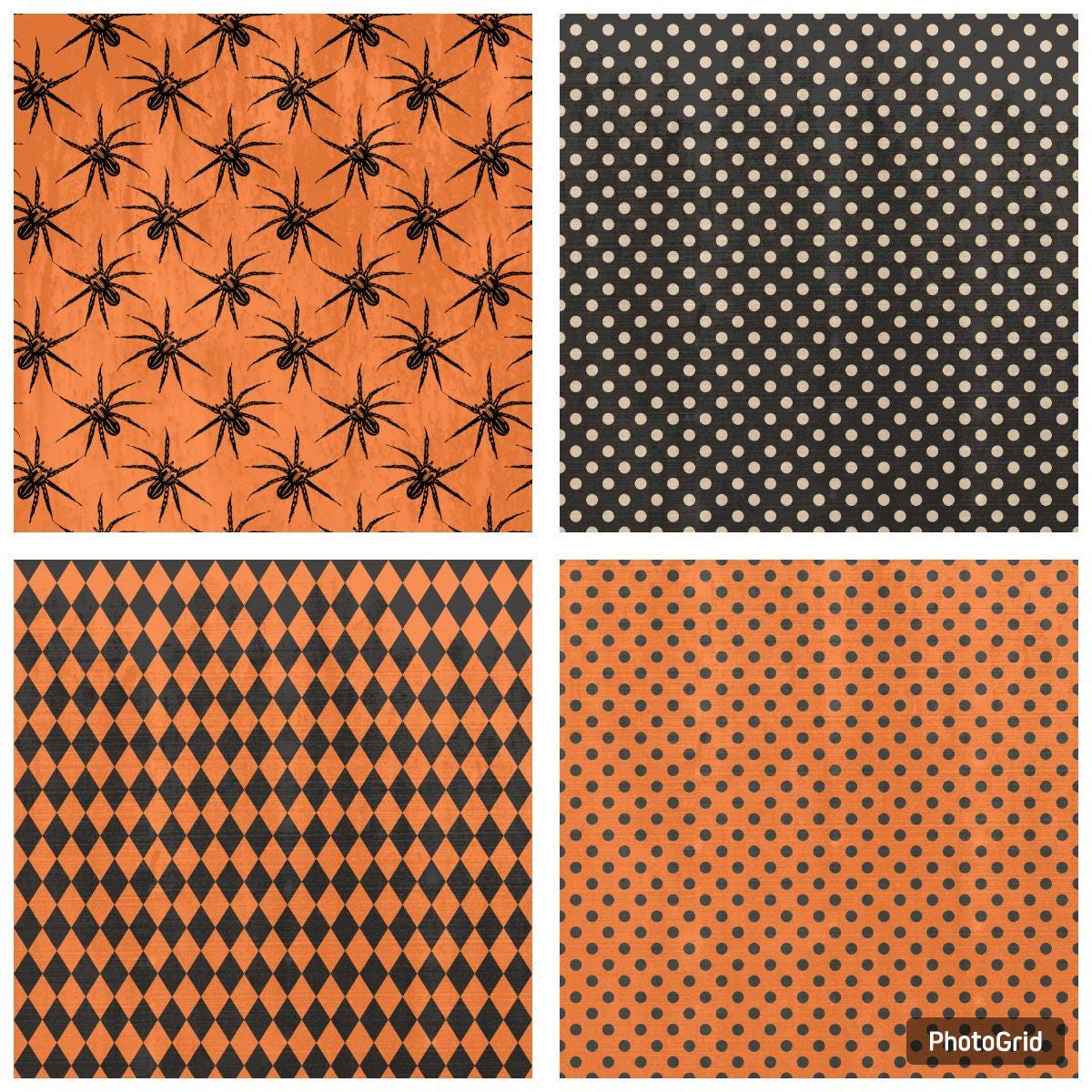 Vintage Halloween Digital Paper Pack, Orange, Black Spooky Pattern ...