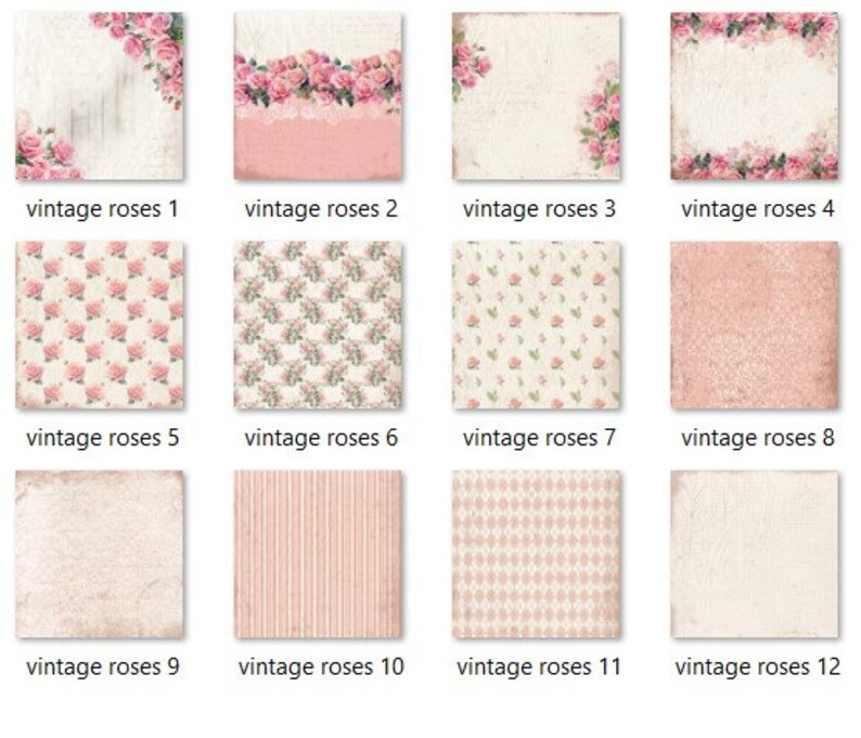 Vintage Shabby Chic Digital Paper Pack | Antique Floral Scrapbook ...