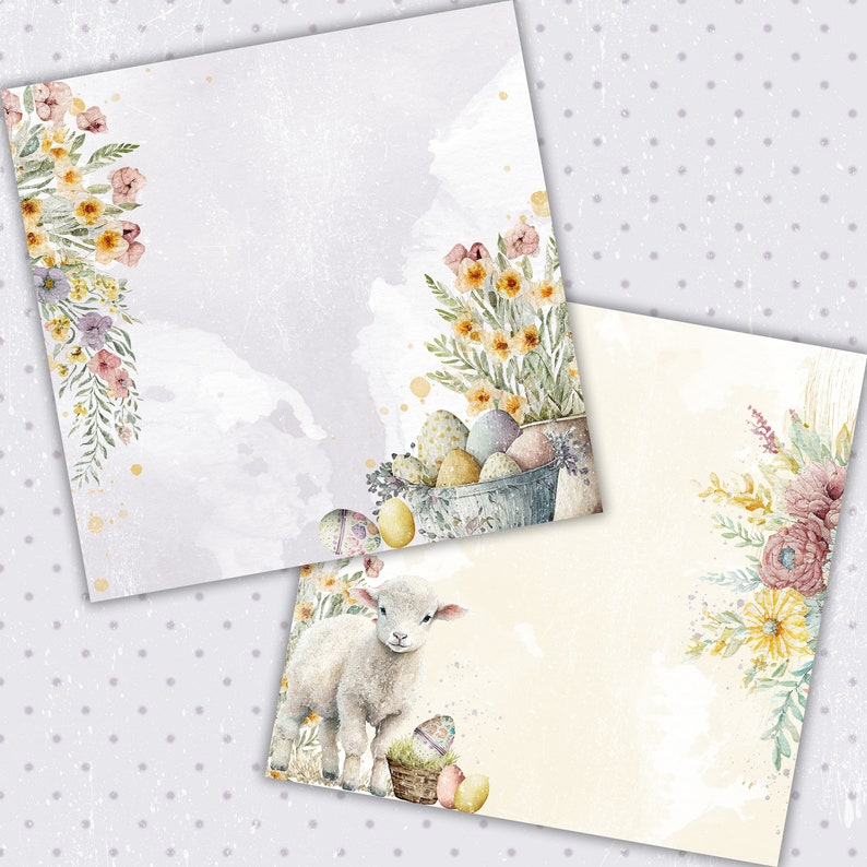 Easter Digital Paper Pack, Farm Bunny Printable Scrapbook Album, Eggs ...