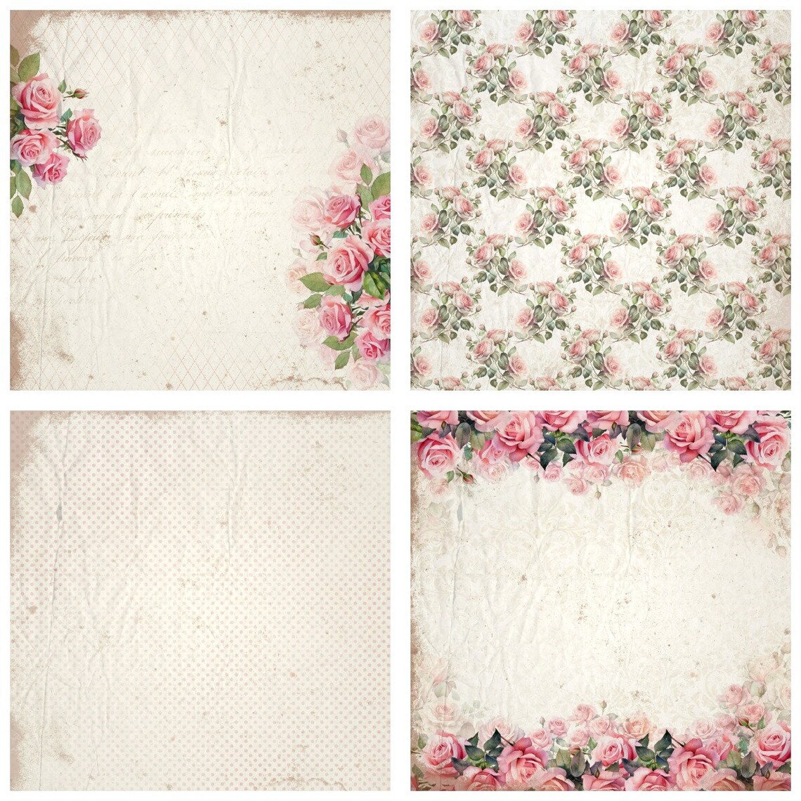 Vintage Shabby Chic Digital Paper Pack | Antique Floral Scrapbook ...