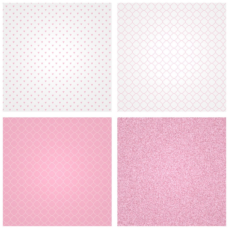 Pastel Pink Digital Paper Pack 12x12, Princess Swan Scrapbook Set ...