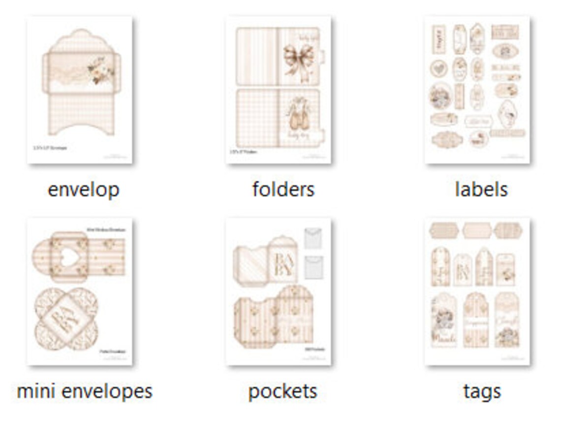 Boho Baby Bunny Printable Ephemera Kit, Digital Junk Journal, Baby ...