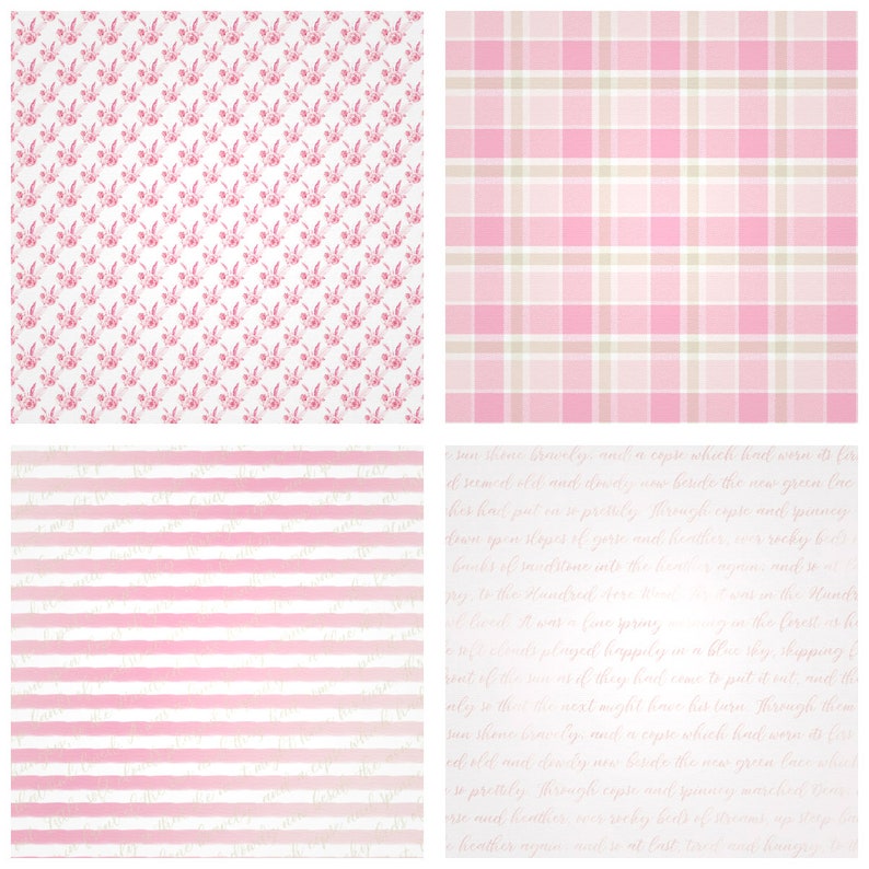 Pastel Pink Digital Paper Pack 12x12, Princess Swan Scrapbook Set ...