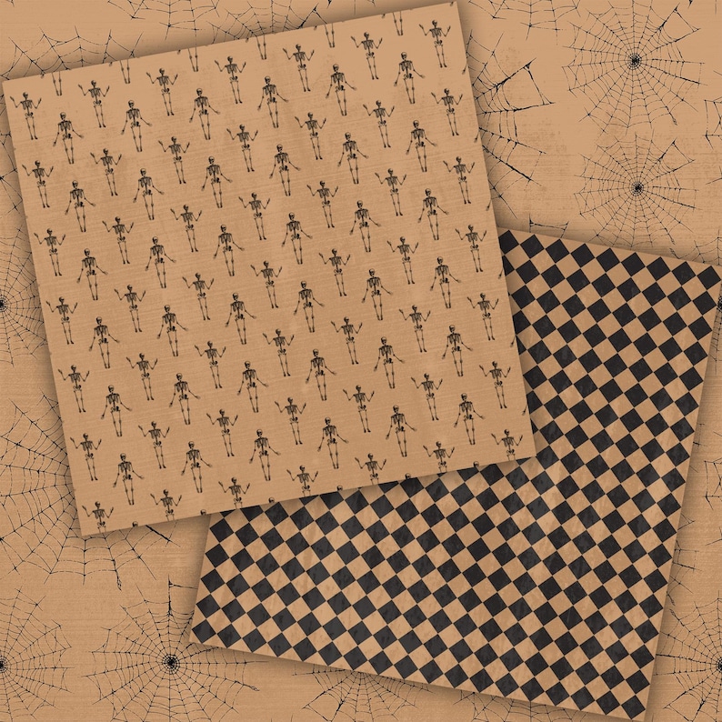 Vintage Halloween Digital Paper Pack, Orange, Black Spooky Pattern ...