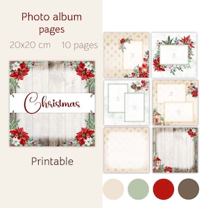 Christmas Digital paper pack, Classic Xmass, Record Memories album template, Printable photo album, Digital Junk Journal, Ephemera Kit