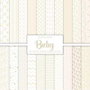 Ivory Elephant Digital paper pack, Baby shower White, Instant download, Gender neutral, Nursery Pattern, Junk Journal Printable Ephemera Kit